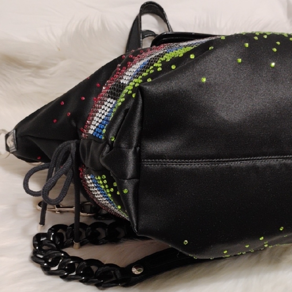 Auth Coach XL Black Multicolor Sequin Spotlight Tote W Strap & Hangtag - Picture 11 of 16